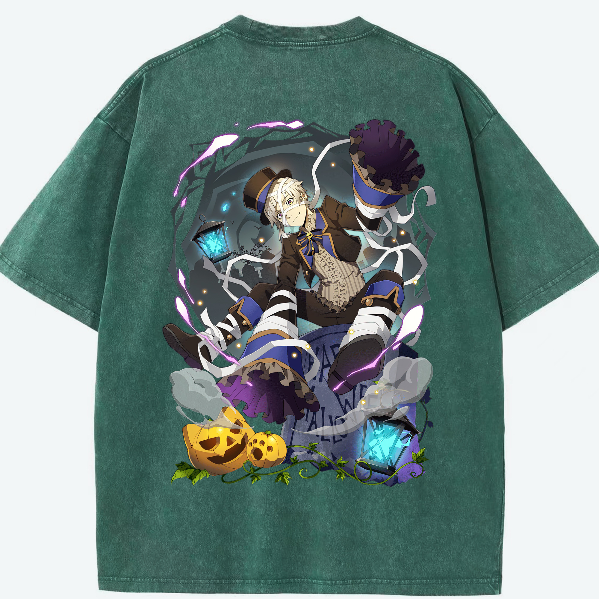 （画像用） 文豪ストレイドッグス Bungo Stray Dogs 綿100% ヴィンテージ風 半袖Tシャツ（背面プリント）